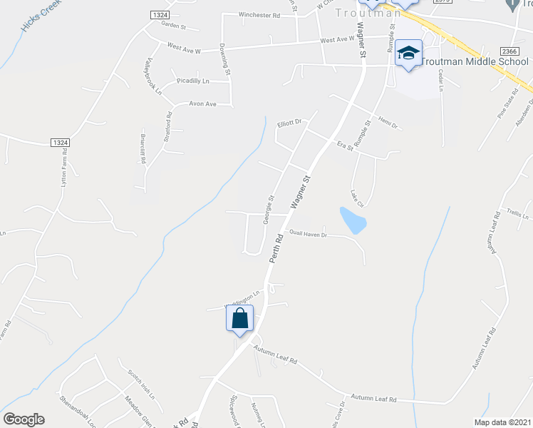 map of restaurants, bars, coffee shops, grocery stores, and more near Massey Street in Troutman