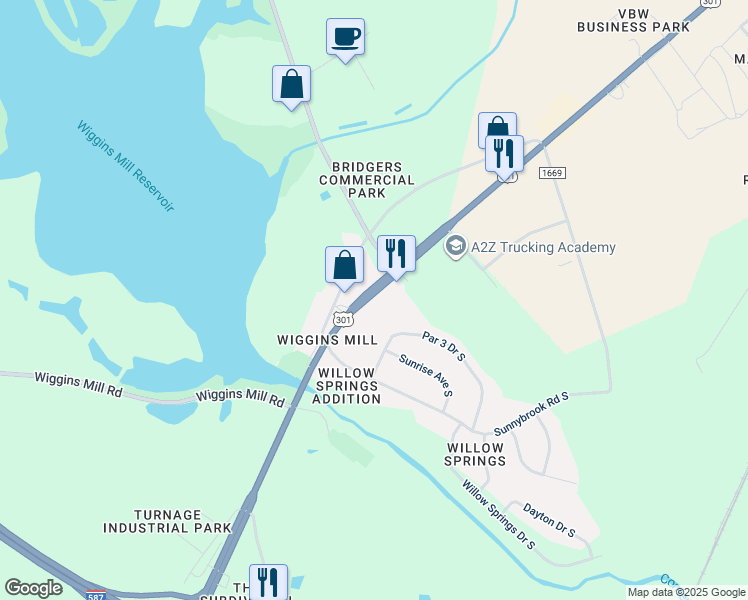 map of restaurants, bars, coffee shops, grocery stores, and more near 2905 Ushy 301 S in Wilson