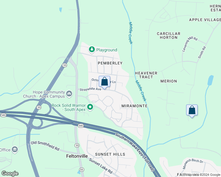 map of restaurants, bars, coffee shops, grocery stores, and more near 100 Lacuna Woods Lane in Apex