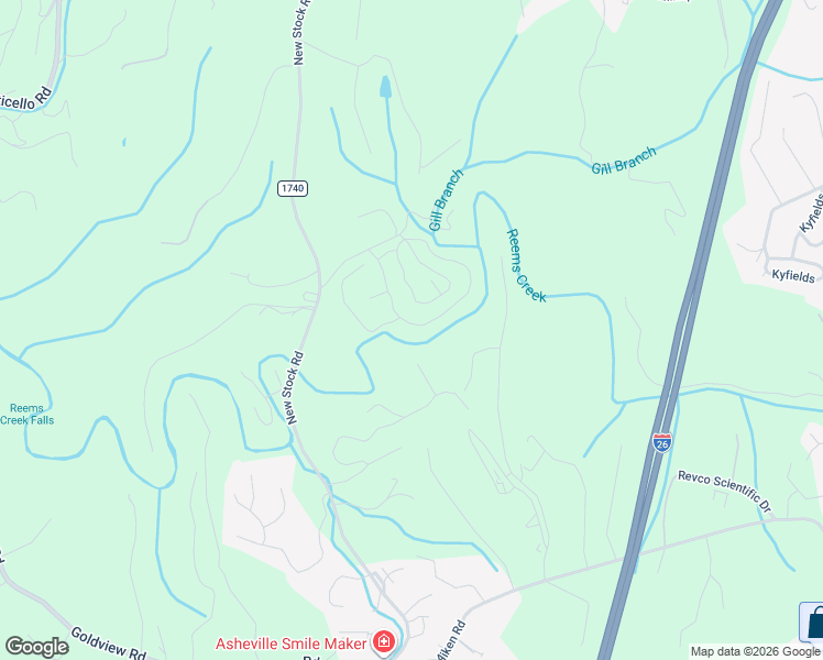map of restaurants, bars, coffee shops, grocery stores, and more near 33 Creekside View Drive in Asheville