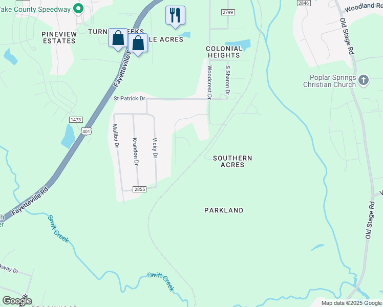 map of restaurants, bars, coffee shops, grocery stores, and more near 1701 Wilger Court in Raleigh