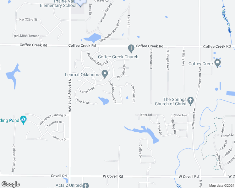 map of restaurants, bars, coffee shops, grocery stores, and more near 21311 Backhorn Road in Edmond