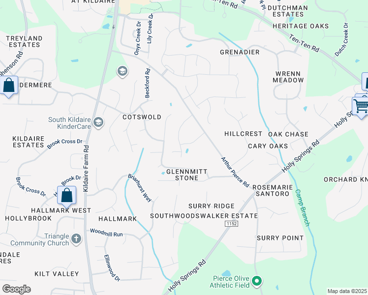map of restaurants, bars, coffee shops, grocery stores, and more near 2049 Piedmontese Drive in Apex