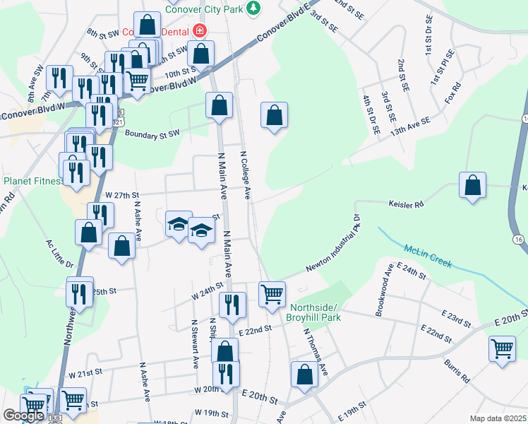 map of restaurants, bars, coffee shops, grocery stores, and more near 2512 North Rankin Avenue in Newton