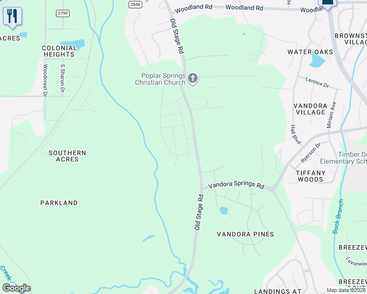 map of restaurants, bars, coffee shops, grocery stores, and more near 6310-6598 Old Stage Road in Raleigh