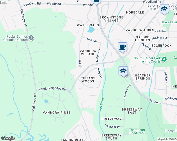 map of restaurants, bars, coffee shops, grocery stores, and more near 1908 Ryerson Drive in Garner