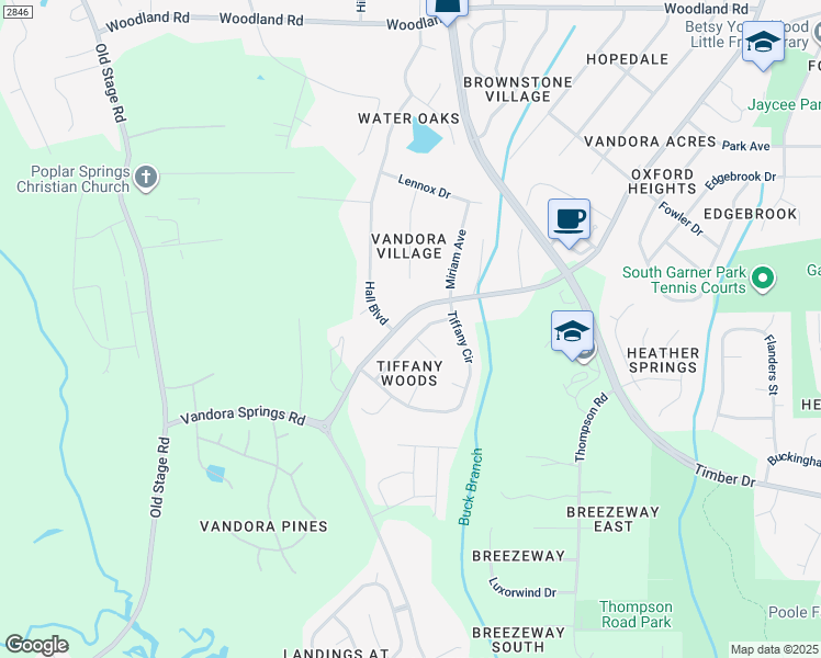 map of restaurants, bars, coffee shops, grocery stores, and more near 1908 Ryerson Drive in Garner