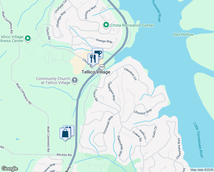 map of restaurants, bars, coffee shops, grocery stores, and more near 127 Tuhdegwa Way in Loudon