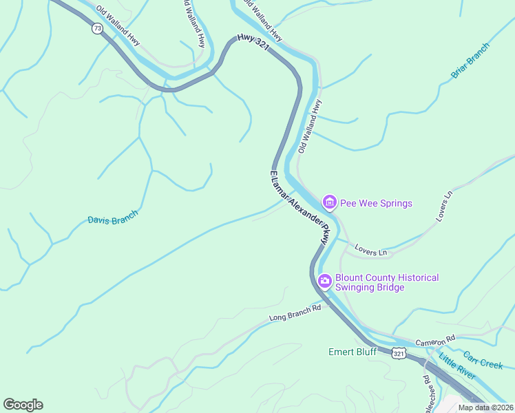 map of restaurants, bars, coffee shops, grocery stores, and more near Briar Branch Road in Townsend