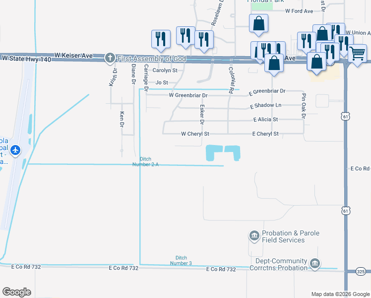 map of restaurants, bars, coffee shops, grocery stores, and more near 125 Oakshire Street in Osceola