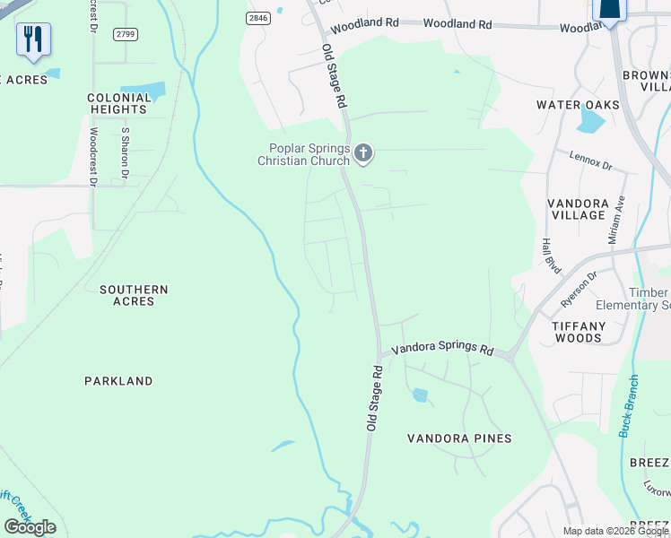 map of restaurants, bars, coffee shops, grocery stores, and more near 6505 Old Stage Road in Raleigh
