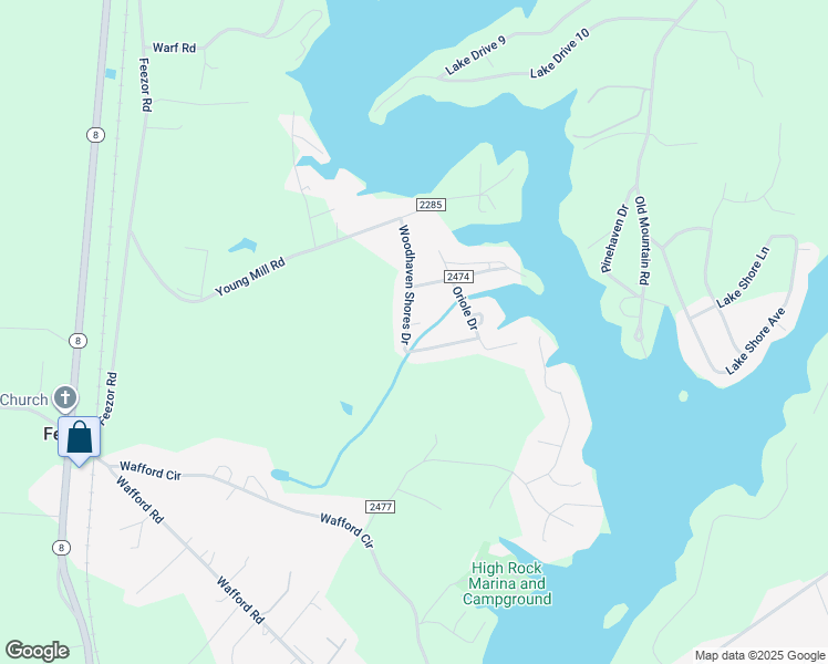map of restaurants, bars, coffee shops, grocery stores, and more near Woodhaven Shores Drive in Lexington
