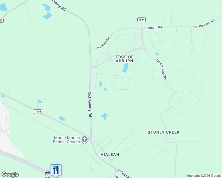 map of restaurants, bars, coffee shops, grocery stores, and more near 256 Garden Vine Trail in Clayton