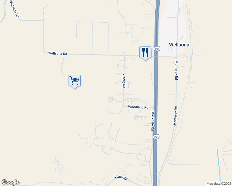 map of restaurants, bars, coffee shops, grocery stores, and more near 6285 Viborg Road in Paso Robles