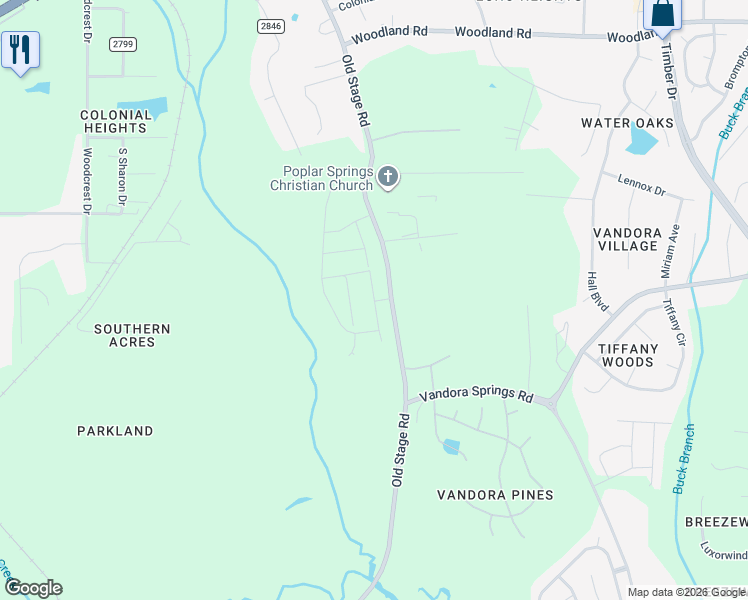 map of restaurants, bars, coffee shops, grocery stores, and more near 6401 Old Stage Road in Raleigh
