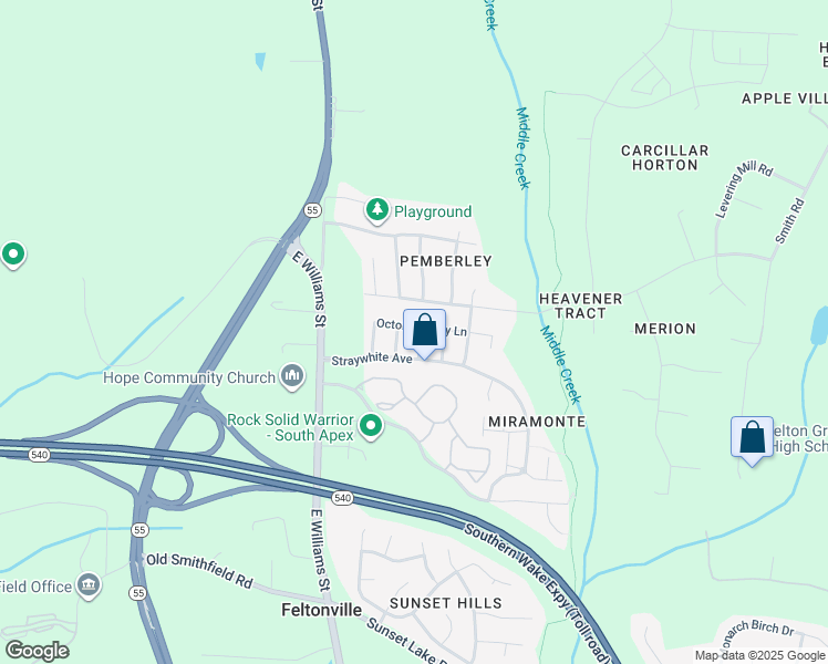 map of restaurants, bars, coffee shops, grocery stores, and more near 3801 Colby Chase Drive in Apex