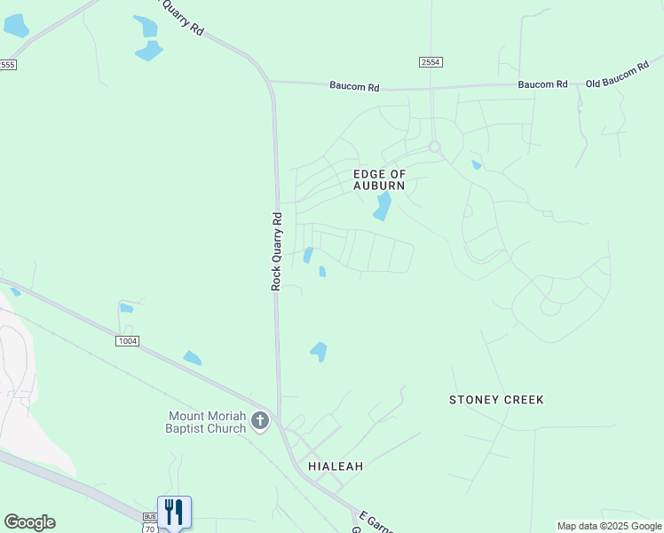 map of restaurants, bars, coffee shops, grocery stores, and more near 208 Garden Vine Trail in Clayton