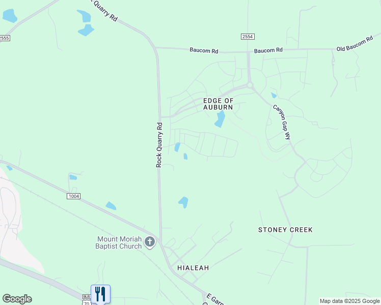 map of restaurants, bars, coffee shops, grocery stores, and more near Garden Vine Trail in Clayton