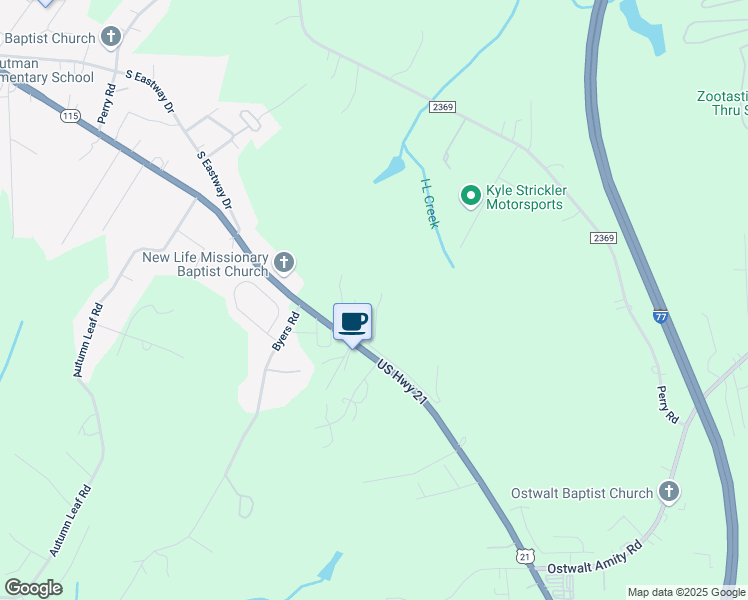 map of restaurants, bars, coffee shops, grocery stores, and more near 119 Trackside Road in Troutman