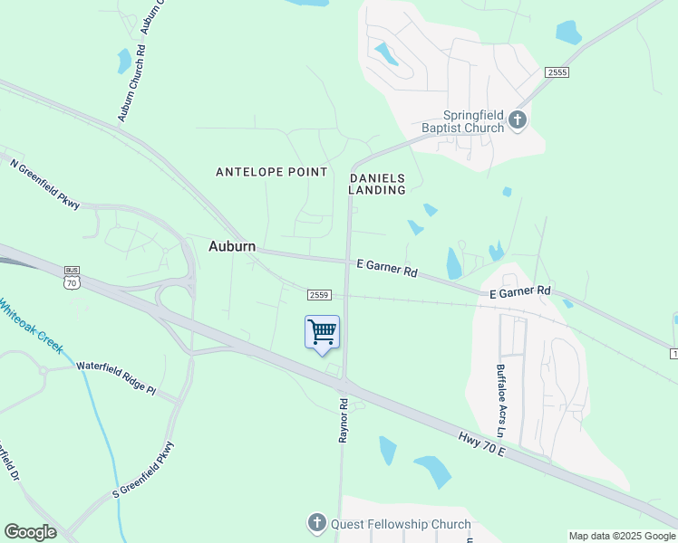 map of restaurants, bars, coffee shops, grocery stores, and more near 2120 East Garner Road in Raleigh