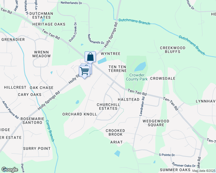 map of restaurants, bars, coffee shops, grocery stores, and more near 101 Tyne River Court in Apex