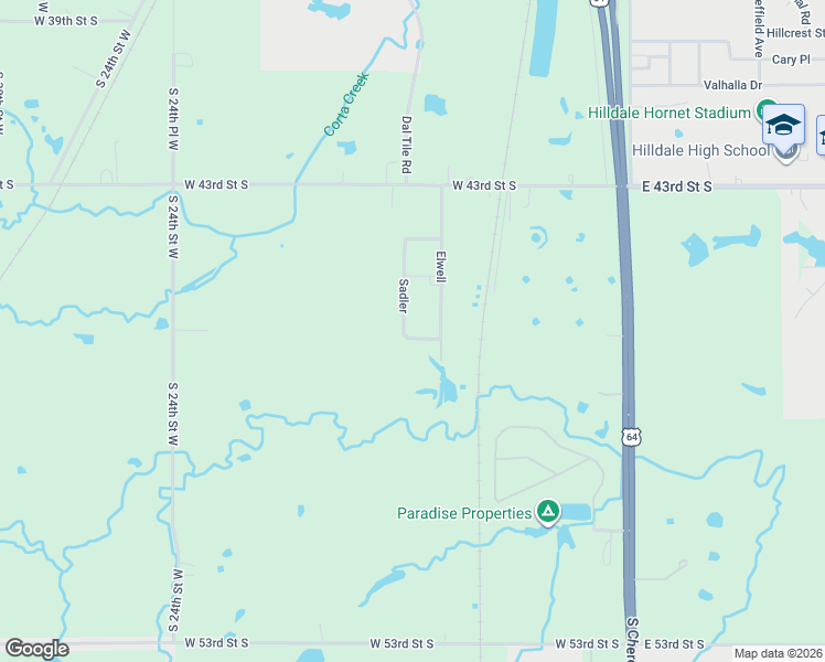 map of restaurants, bars, coffee shops, grocery stores, and more near 4540 Sadler in Muskogee
