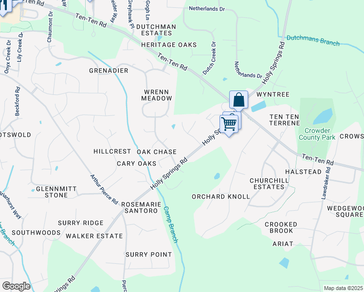 map of restaurants, bars, coffee shops, grocery stores, and more near 8905 Willow Trace Court in Apex