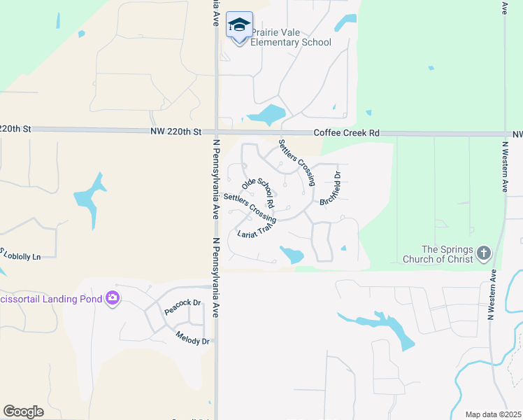 map of restaurants, bars, coffee shops, grocery stores, and more near 1818 Olde School Road in Edmond