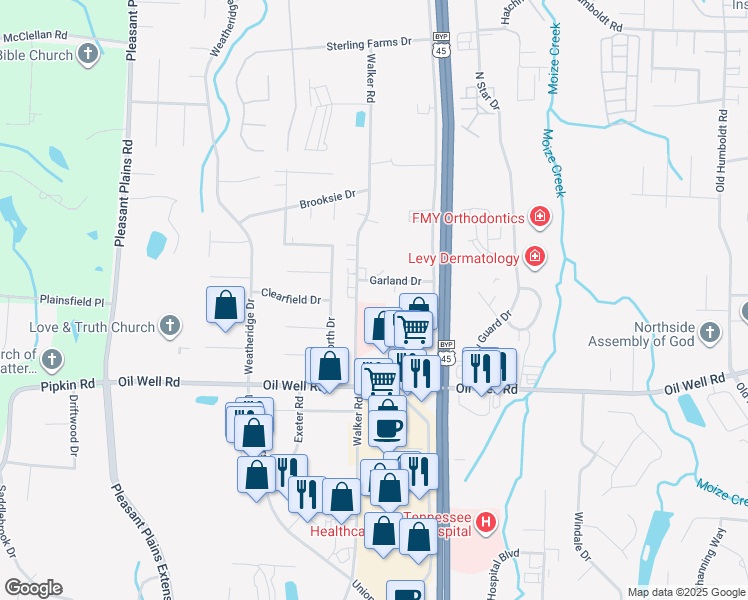map of restaurants, bars, coffee shops, grocery stores, and more near 62 Garland Drive in Jackson