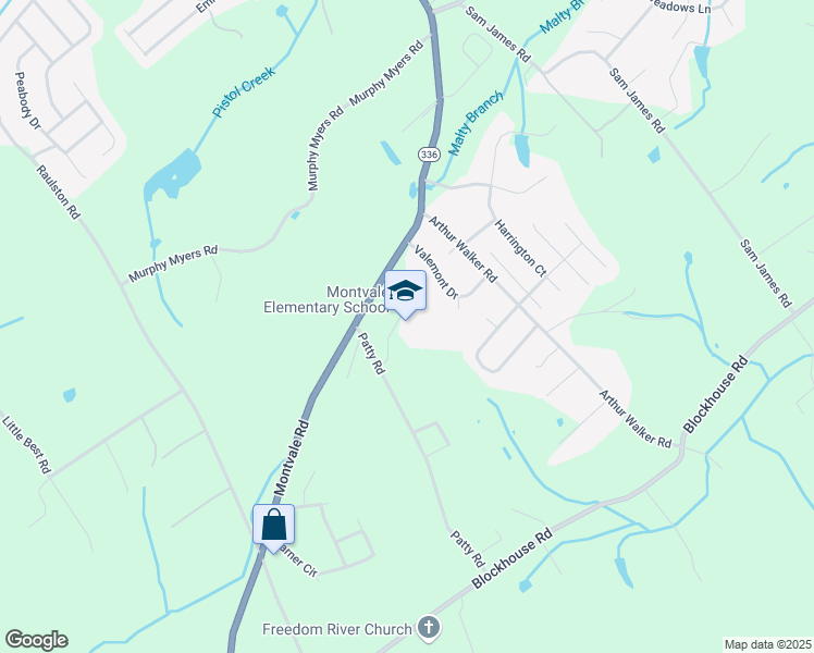 map of restaurants, bars, coffee shops, grocery stores, and more near 3128 Montvale Road in Maryville