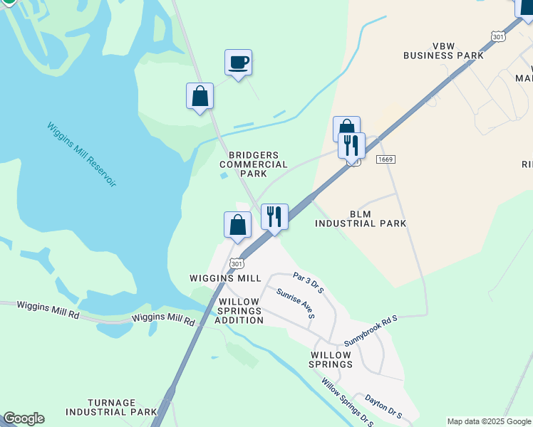 map of restaurants, bars, coffee shops, grocery stores, and more near 2713 Forest Hills Road Southwest in Wilson
