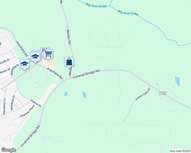 map of restaurants, bars, coffee shops, grocery stores, and more near 4534 Covered Bridge Road in Clayton