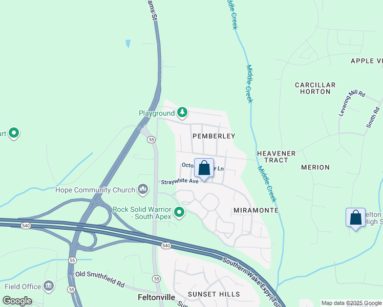 map of restaurants, bars, coffee shops, grocery stores, and more near 3801 Colby Chase Drive in Apex