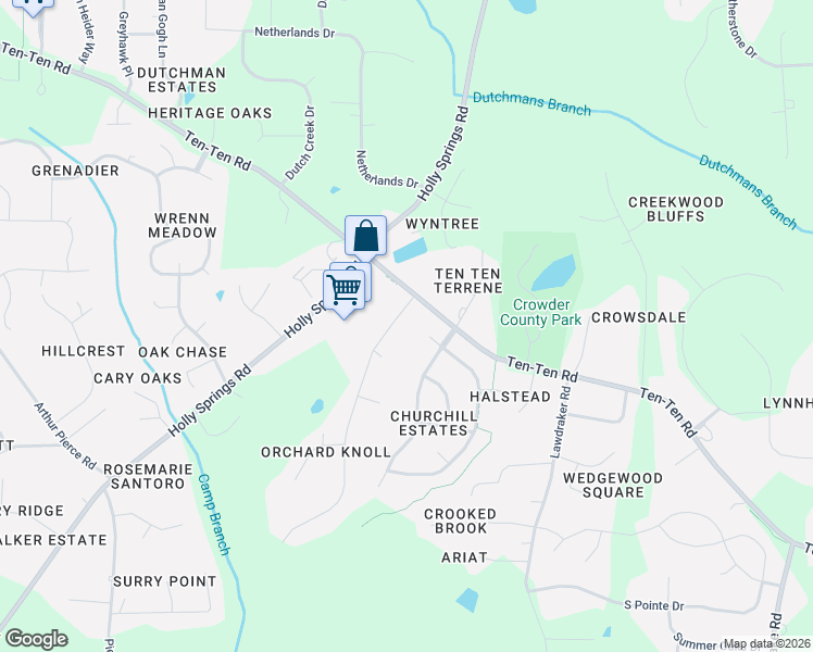 map of restaurants, bars, coffee shops, grocery stores, and more near 6509 Orchard Knoll Drive in Apex