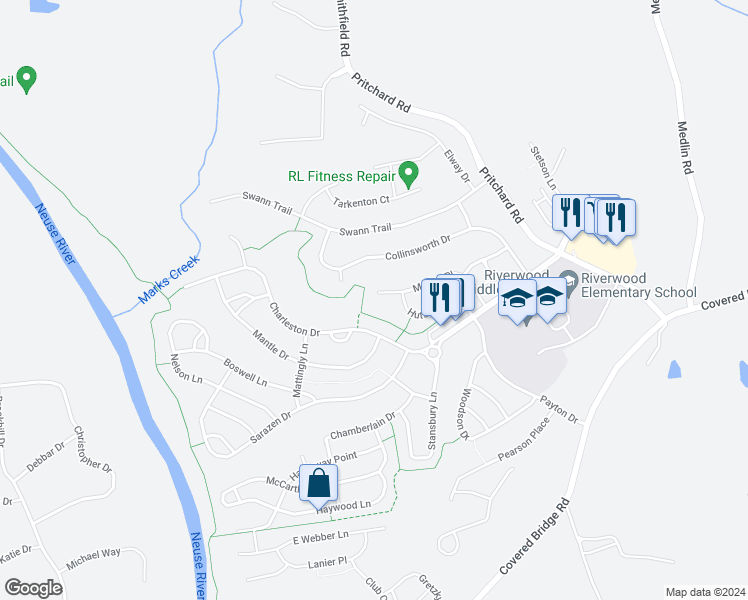 map of restaurants, bars, coffee shops, grocery stores, and more near 220 Marino Place in Clayton