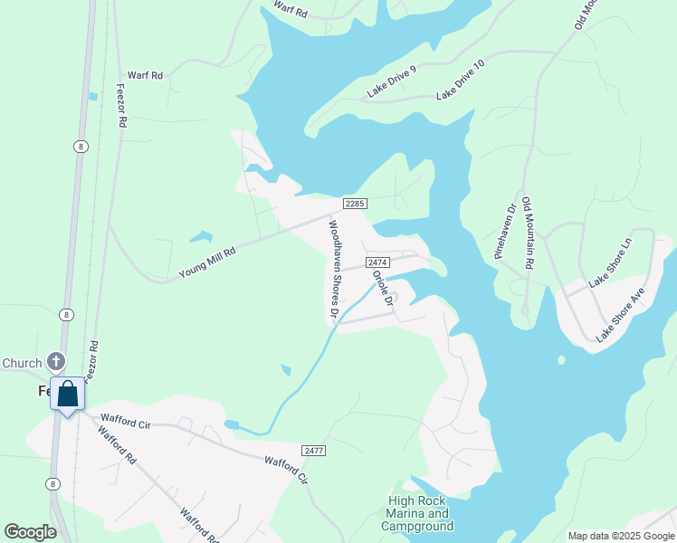 map of restaurants, bars, coffee shops, grocery stores, and more near Woodhaven Shores Drive in Lexington