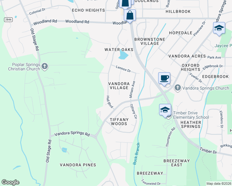 map of restaurants, bars, coffee shops, grocery stores, and more near 1501 Macdonald Avenue in Garner