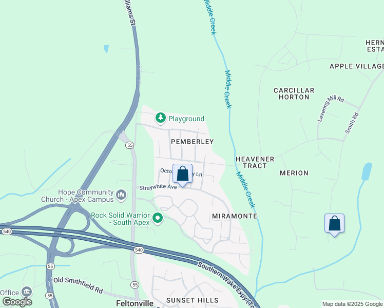 map of restaurants, bars, coffee shops, grocery stores, and more near 2456 Baslow Drive in Apex