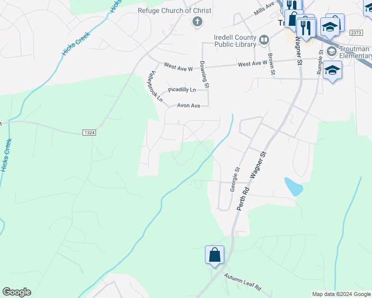 map of restaurants, bars, coffee shops, grocery stores, and more near 116 Sari Street in Troutman