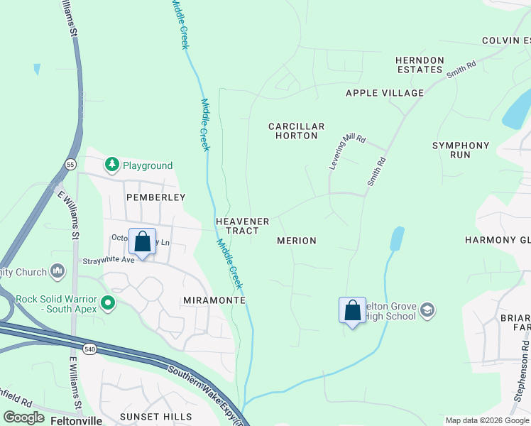 map of restaurants, bars, coffee shops, grocery stores, and more near 3232 Colby Chase Drive in Apex