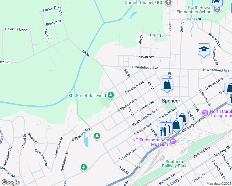 map of restaurants, bars, coffee shops, grocery stores, and more near 710 7th Street in Spencer