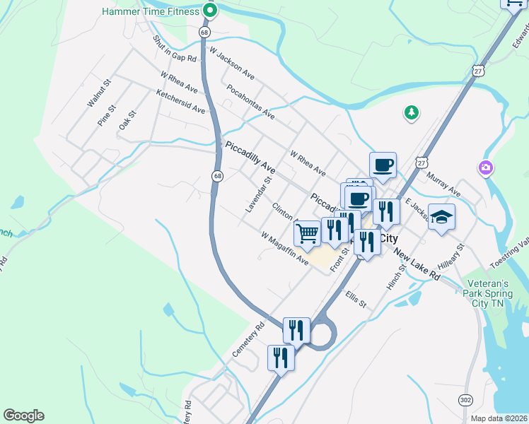 map of restaurants, bars, coffee shops, grocery stores, and more near 403 Clinton Avenue in Spring City