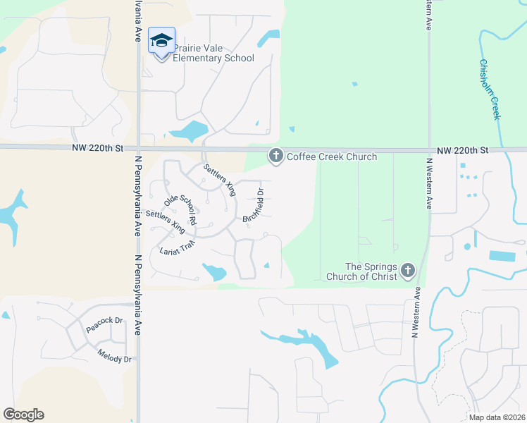map of restaurants, bars, coffee shops, grocery stores, and more near 1643 Hollowbrook in Edmond