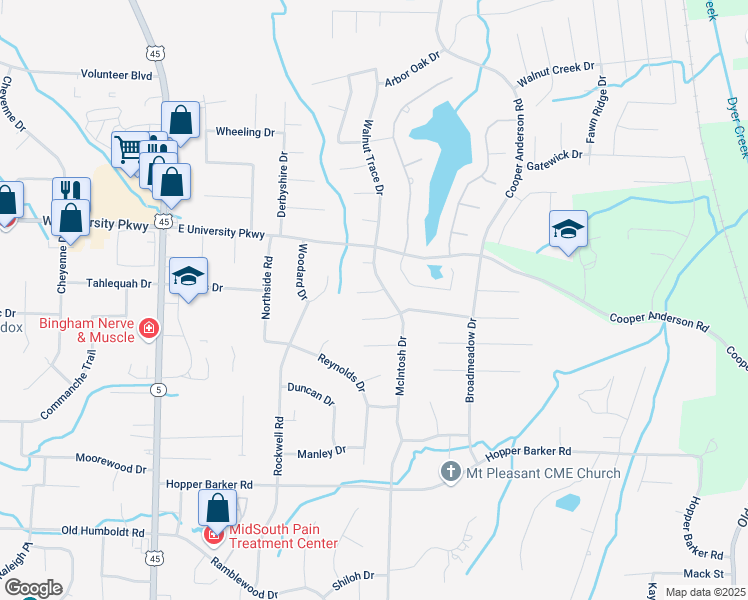 map of restaurants, bars, coffee shops, grocery stores, and more near 219 McIntosh Drive in Jackson