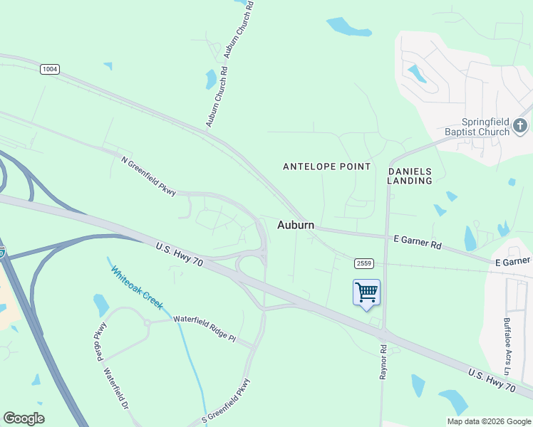 map of restaurants, bars, coffee shops, grocery stores, and more near 2001 Auburn Road in Raleigh