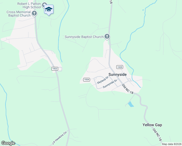 map of restaurants, bars, coffee shops, grocery stores, and more near 2577 Genes Loop in Morganton