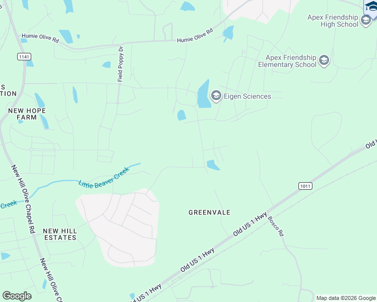 map of restaurants, bars, coffee shops, grocery stores, and more near 3148 Olive Farm Road in Apex