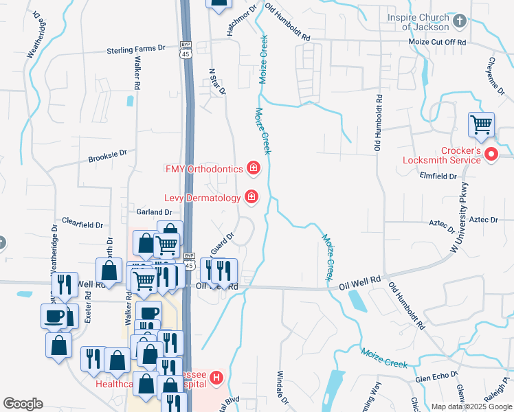 map of restaurants, bars, coffee shops, grocery stores, and more near 162 Murray Guard Drive in Jackson