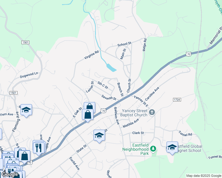 map of restaurants, bars, coffee shops, grocery stores, and more near 20 5th C Street in Marion