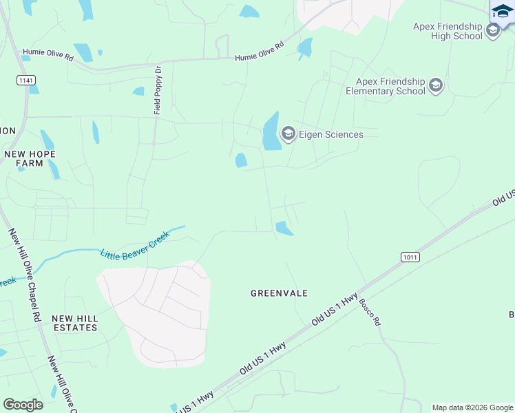 map of restaurants, bars, coffee shops, grocery stores, and more near 3148 Olive Farm Road in Apex